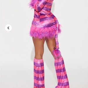 Fashion Nova Pink and Purple Furry Striped Set